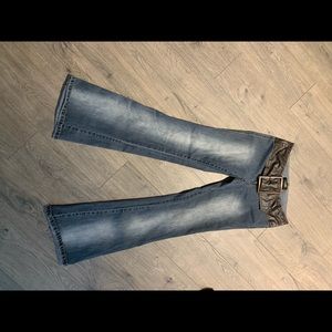 Angels flare leg jeans with attached belt